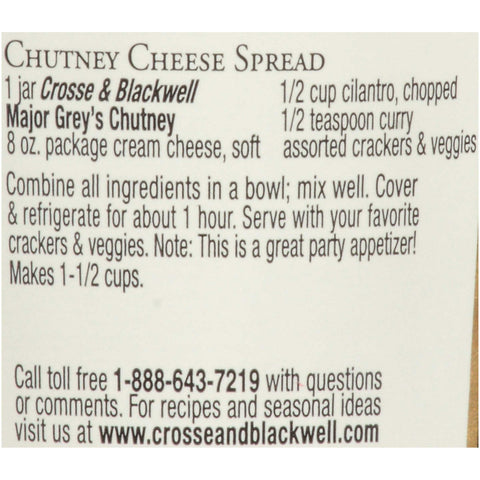 Crosse and Blackwell Major Grey Chutney, 9 Ounce -- 6 per case