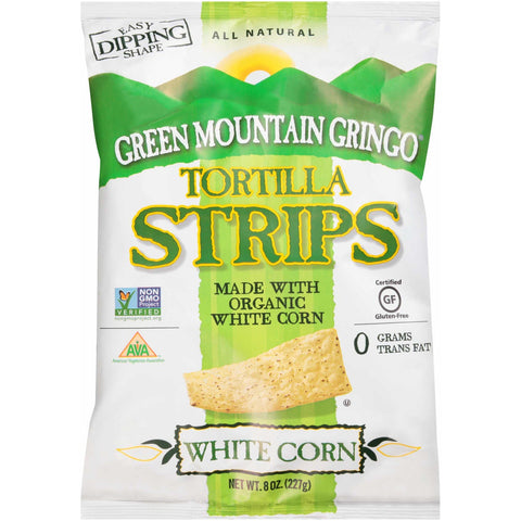 Green Mountain Gringo Organic White Corn Tortilla Strip, 8 Ounce -- 12 per case
