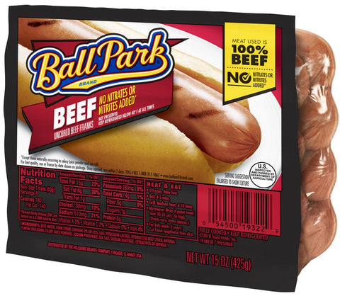 Ball Park Original Length Beef Hot Dog, 0.938 Pound -- 12 per case.
