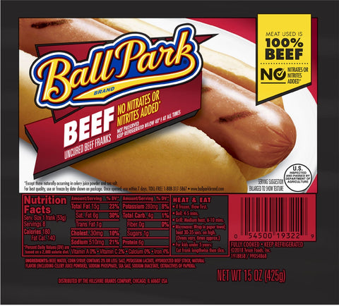 Ball Park Original Length Beef Hot Dog, 0.938 Pound -- 12 per case.