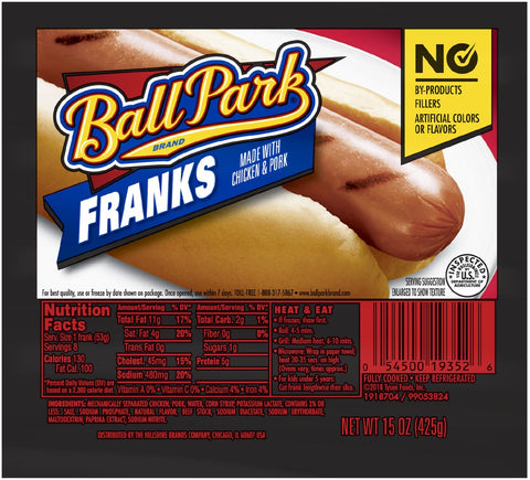 Ball Park Original Length Classic Hot Dog, 0.938 Pound -- 12 per case.
