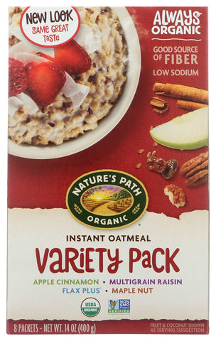 Natures Path Organic Hot Oatmeal - Variety Pack, 14 Ounce -- 6 per case.