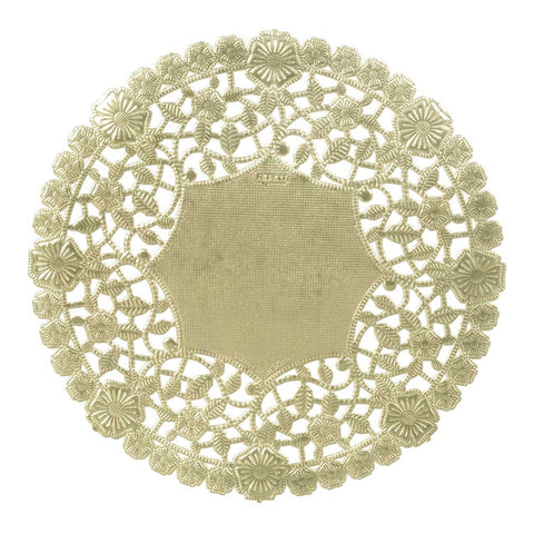 Lapaco Round Silver and Gold Foil Lace Doily, 6 inch -- 1000 per case.