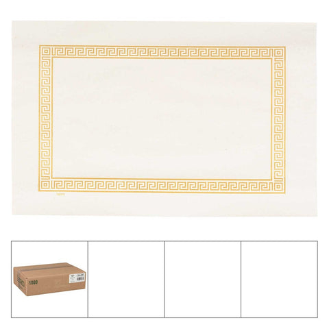 Lapaco Greek Key Gold Newsprint Placemat -- 1000 per case.