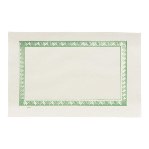 Lapaco Greek Key Green Newsprint Placemat -- 1000 per case.