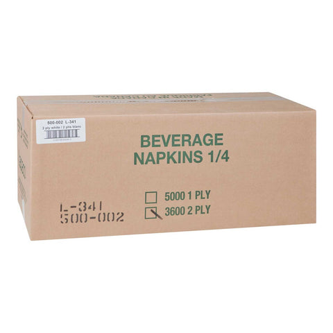 Lapaco Plain 2 Ply White Beverage Napkin -- 3600 per case.