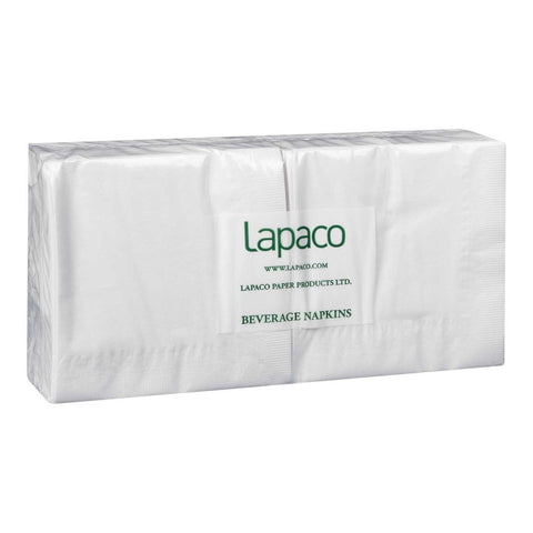 Lapaco Plain 2 Ply White Beverage Napkin -- 3600 per case.