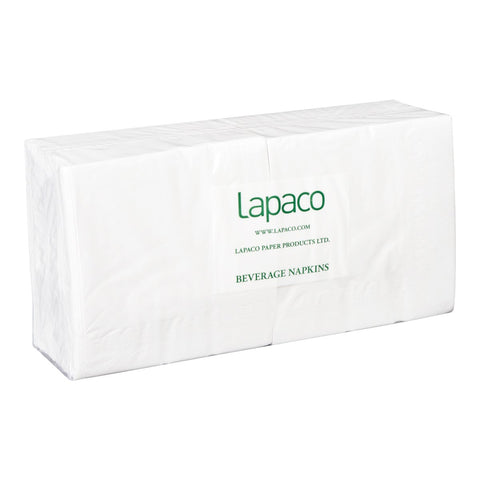Lapaco 2 Ply White Beverage Napkin, 200 count per pack -- 5 per case.