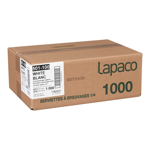 Lapaco 2 Ply White Beverage Napkin, 200 count per pack -- 5 per case.