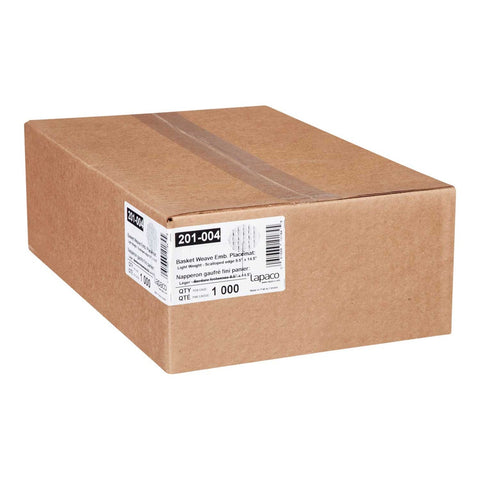 Lapaco Basket Weave Light Bond White Bond Scalopped Edge Embossed Placemat, 9.5 X 14.5 inch -- 1000 per case.