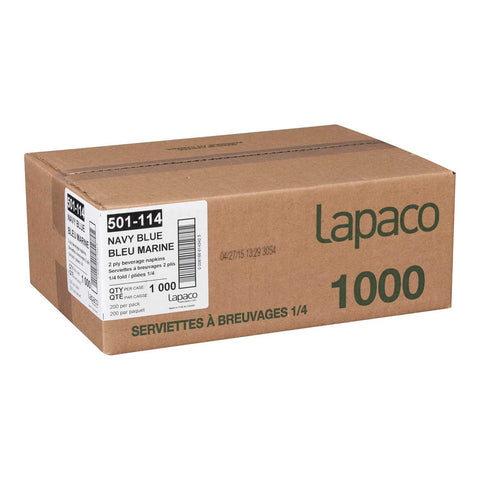 Lapaco Plain 2 Ply Navy Blue Beverage Napkin -- 1000 per case.