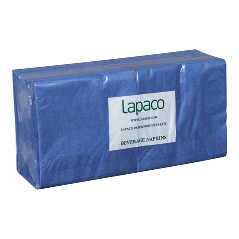Lapaco Plain 2 Ply Navy Blue Beverage Napkin -- 1000 per case.