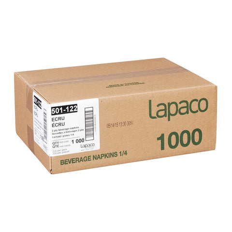 Lapaco 2 Ply Ecru Ivory Beverage Napkin, 200 count per pack -- 5 per case.