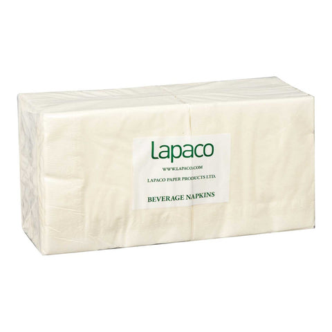 Lapaco 2 Ply Ecru Ivory Beverage Napkin, 200 count per pack -- 5 per case.