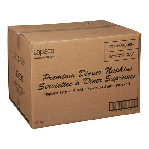 Lapaco Plain 3 Ply White Soft Center Beverage Napkin -- 2000 per case.