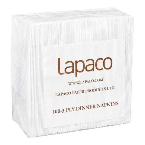 Lapaco Plain 3 Ply White Soft Center Beverage Napkin -- 2000 per case.
