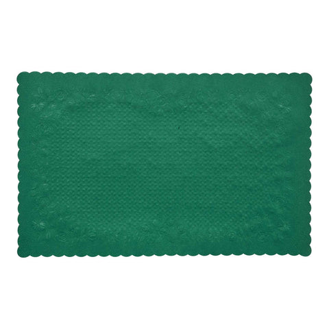 Lapaco Classic Basket Weave Light Weight Green Scalloped Edge Embossed Placemat -- 1000 per case.
