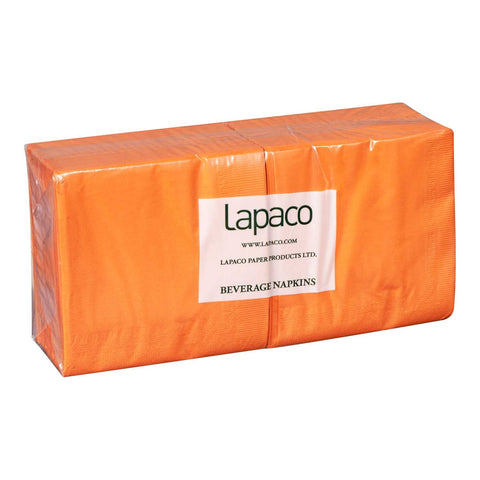 Lapaco Plain 2 Ply Orange Beverage Napkin -- 1000 per case.