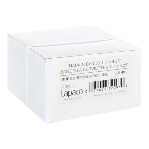 Lapaco Burgundy Napkin Band, 1.5 x 4.25 inch -- 2000 per case.