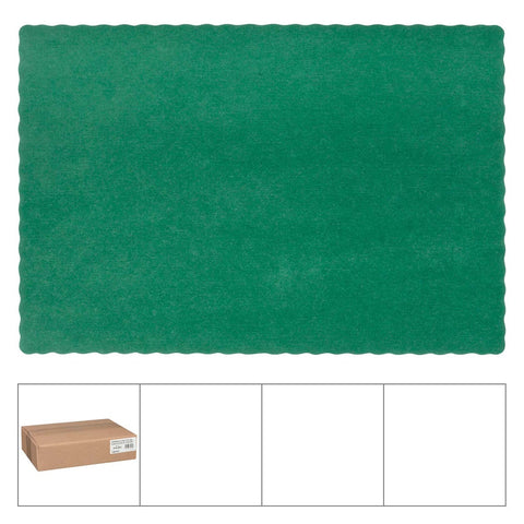 Lapaco Hunter Green Scalloped Edge Placemat, 9.5 x 13.5 inch -- 1000 per case.