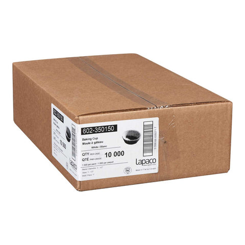 Lapaco White Round Baking Cup, 3.5 x 1.5 x 1 inch -- 10000 per case.
