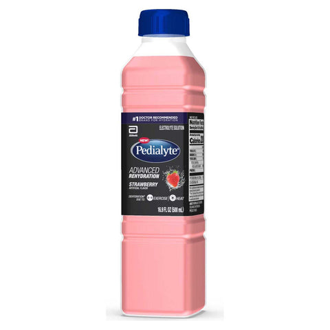 Pedialyte Advanced Rehydration Strawberry Electrolyte Solution, 500 Milliliter -- 12 per case