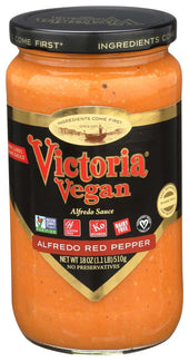 Victoria Vegan Roasted Red Pepper Alfredo Sauce, 18 Fluid Ounce -- 6 per case.