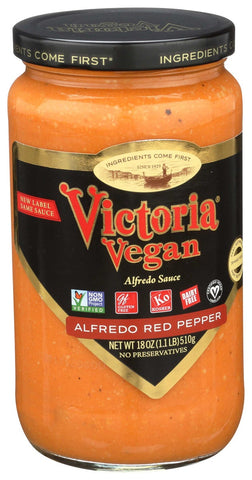 Victoria Vegan Roasted Red Pepper Alfredo Sauce, 18 Fluid Ounce -- 6 per case.