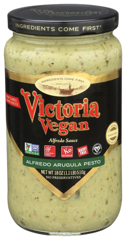 Victoria Vegan Arugula Pesto Alfredo Sauce, 18 Fluid Ounce -- 6 per case.