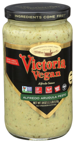 Victoria Vegan Arugula Pesto Alfredo Sauce, 18 Fluid Ounce -- 6 per case.