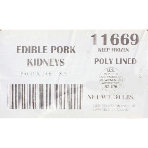 Farmland Smithfield Bulk Packed Poly Lined For Export Edible Pork Kidneys, 30 Pound.