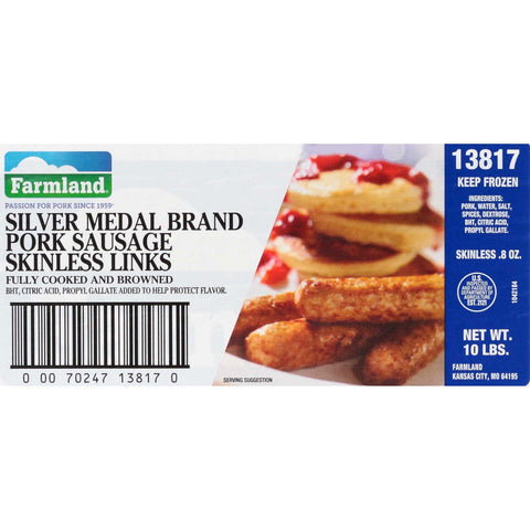 Farmland Silver Medal Fully Cooked Skinless Sausage Link, 20:1.
