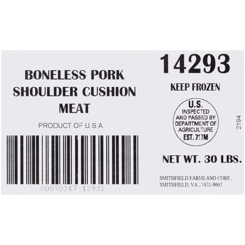 Farmland Poly Lined Boneless Pork Cushion Meat, 30 Pound.