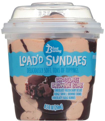 Blue Bunny Loadd Sundaes Chocolate Brownie Bomb Dessert Cup, 8.5 Fluid Ounce -- 12 per case