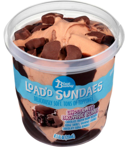 Blue Bunny Loadd Sundaes Chocolate Brownie Bomb Dessert Cup, 8.5 Fluid Ounce -- 12 per case