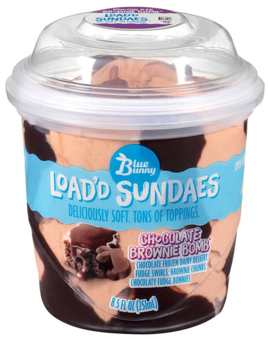 Blue Bunny Loadd Sundaes Chocolate Brownie Bomb Dessert Cup, 8.5 Fluid Ounce -- 12 per case