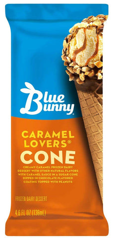 Blue Bunny Caramel Lovers Ice Cream Cone, 4.6 Ounce -- 24 per case
