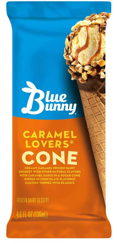 Blue Bunny Caramel Lovers Ice Cream Cone, 4.6 Ounce -- 24 per case
