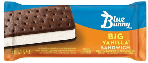Blue Bunny Big Vanilla Ice Cream Sandwich Bar, 6 Fluid Ounce -- 24 per case