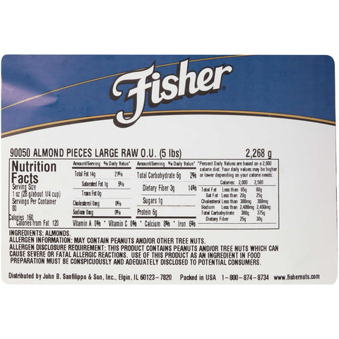 Fisher Large Natural Almond Piece, 5 Pound.