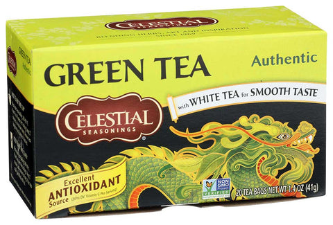 Celestial Seasonings Authentic Green Tea - 20 bags per pack -- 6 packs per case.
