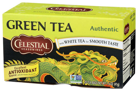Celestial Seasonings Authentic Green Tea - 20 bags per pack -- 6 packs per case.