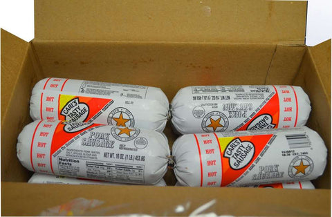 Carls Spicy Hot Pork Sausage, 1 Pound -- 12 per case