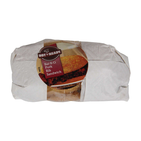 Advance Pierre Hot N Ready Barbecue Pork Rib Sandwich, 6.5 Ounce -- 12 per case.