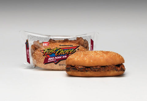 Advance Pierre Fast Choice Barbecue Rib Shape Pork Sandwich, 5.8 Ounce -- 12 per case.