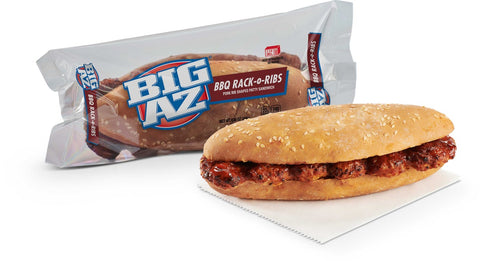 Advance Pierre Big Az Rack O Ribs Barbecue Pork Sandwich, 8.6 Ounce -- 8 per case.