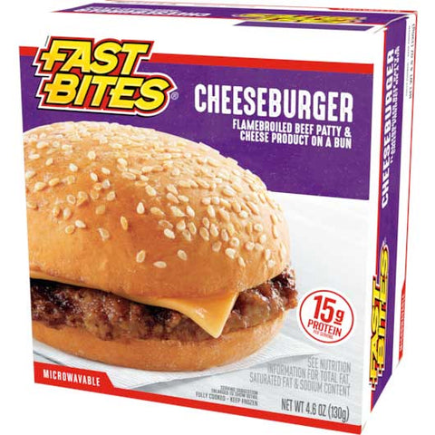 Fast Bites Cheeseburger With Bun, 4.6 Ounce -- 30 per case