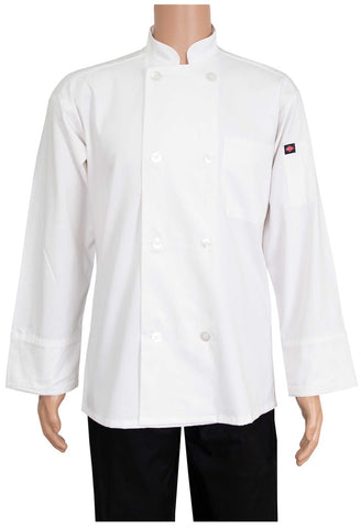 John Ritzenthaler White Medium Poly Cotton 8 Button Chef Coat