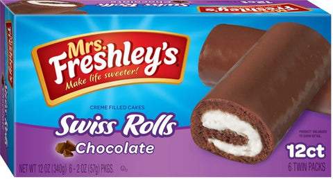 Mrs.Freshleys Creme Filled Swiss Roll Cake, 12 Ounce -- 144 per case.