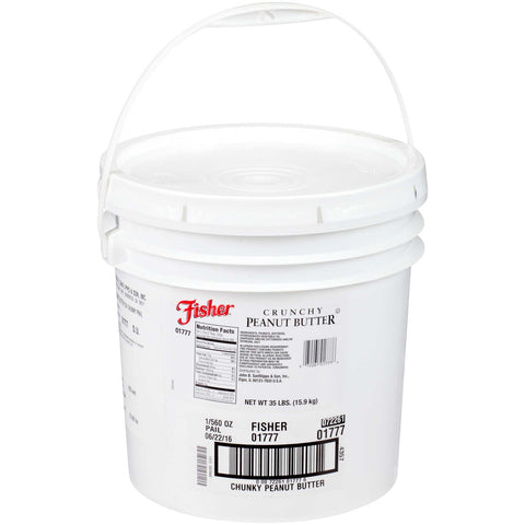 Fisher Crunchy Peanut Butter - Pail, 35 Pound.